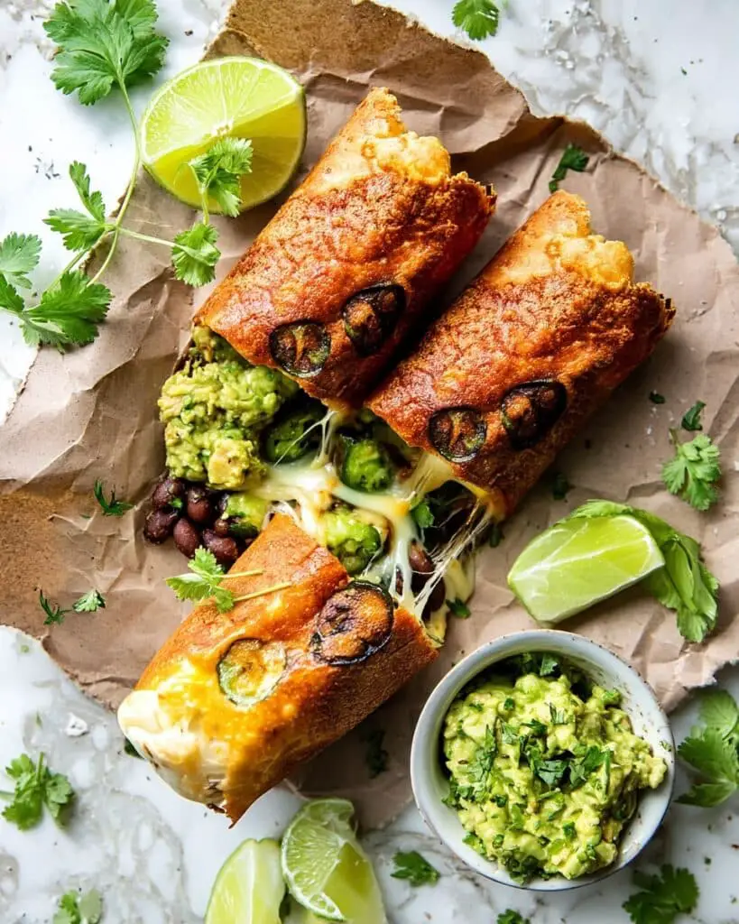 Crispy Cheese Poblano Avocado Burrito Recipe