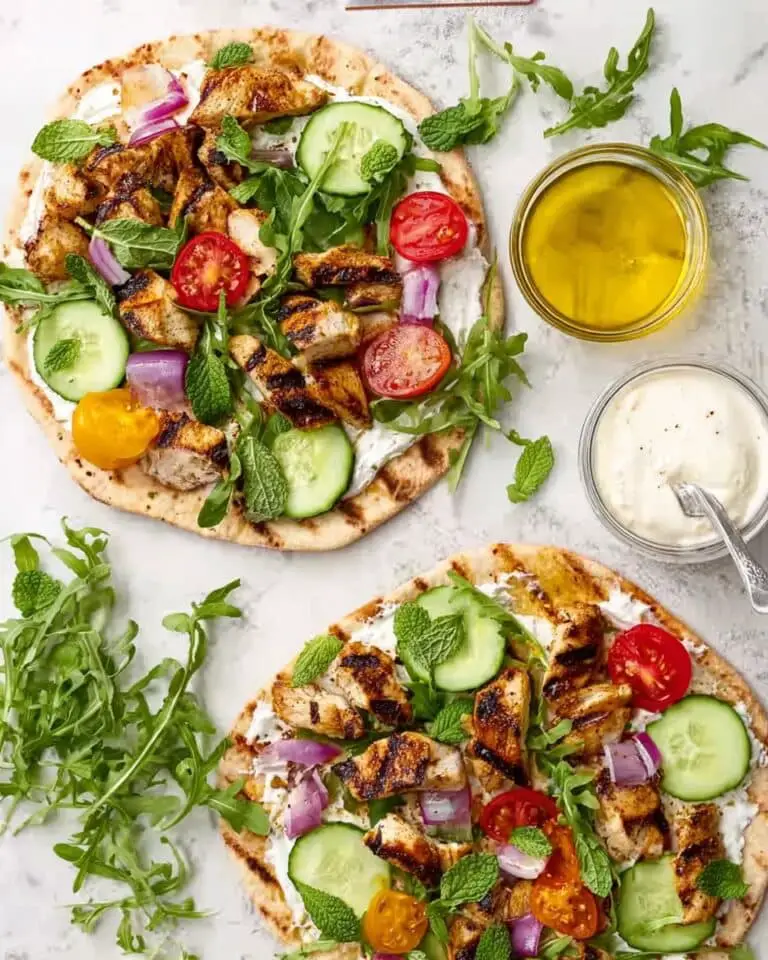 Greek Chicken Souvlaki with Yogurt Sauce and Fresh Pita Recipe
