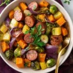 Autumn Sausage, Veggie, and Apple Sheet Pan Dinner Recipe