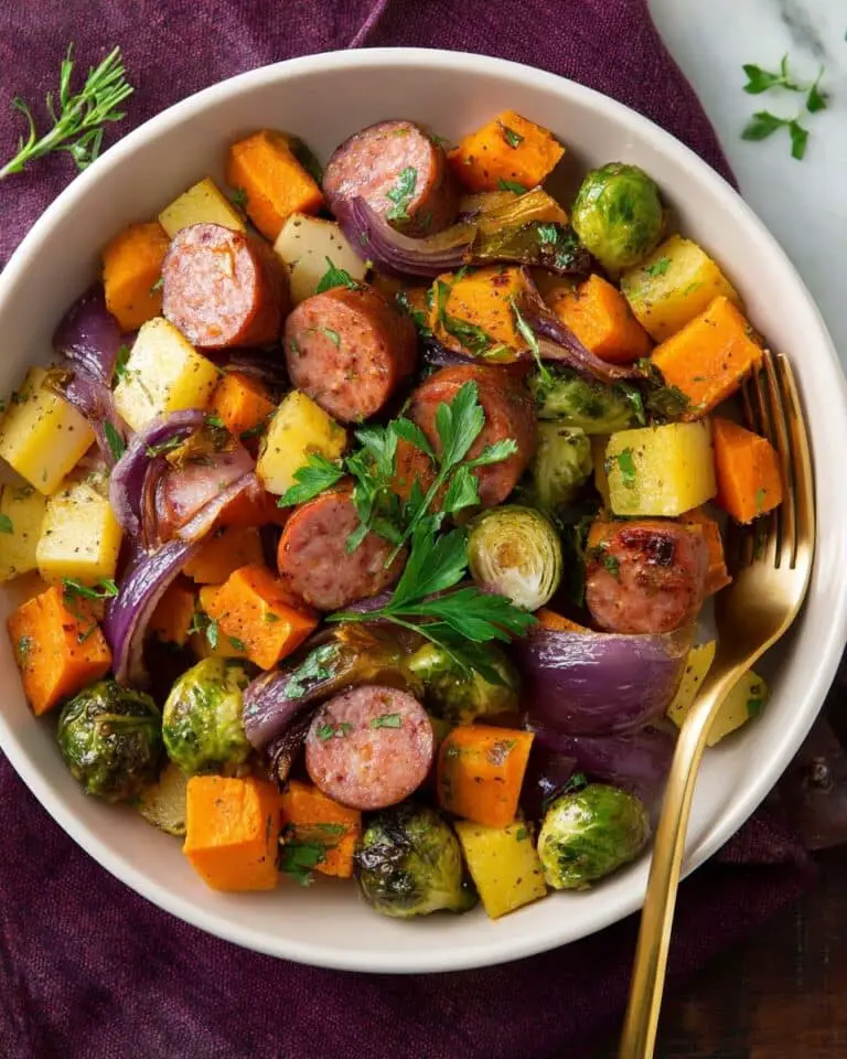 Autumn Sausage, Veggie, and Apple Sheet Pan Dinner Recipe