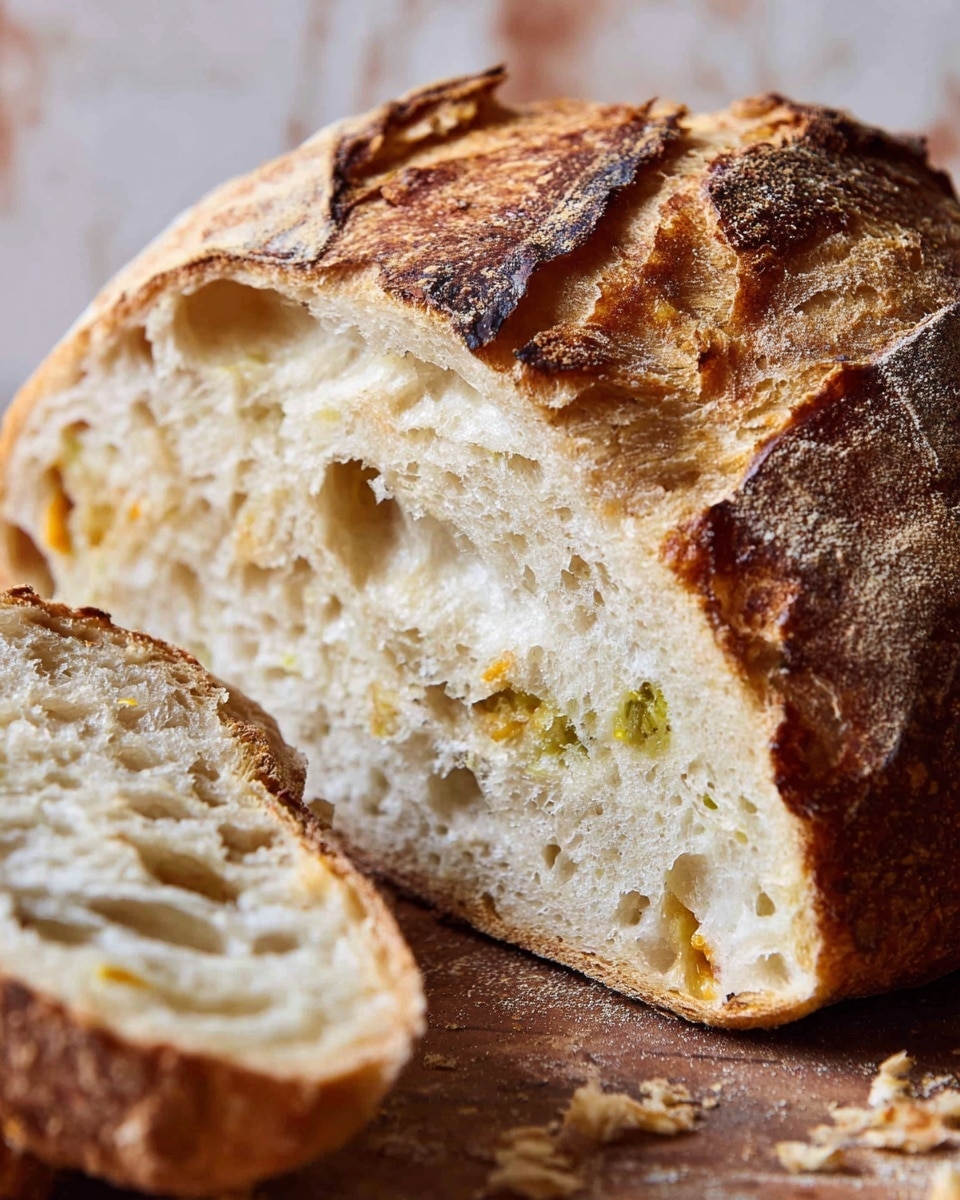 The image shows several pieces of rustic bread with a thick, dark brown crust that looks crispy and textured. The inside of the bread is light yellow with many small and medium holes, giving it a soft and airy look. The bread pieces are placed on a wooden board, and the background is a white marbled surface with light grey and brown veins. The overall feel is warm and homemade, with a focus on the contrast between the dark crust and the soft, pale inside. photo taken with an iphone --ar 4:5 --v 7