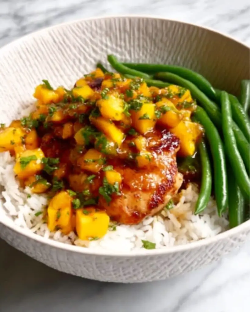 Teriyaki Chicken with Ginger Peaches and Sesame Drench Recipe