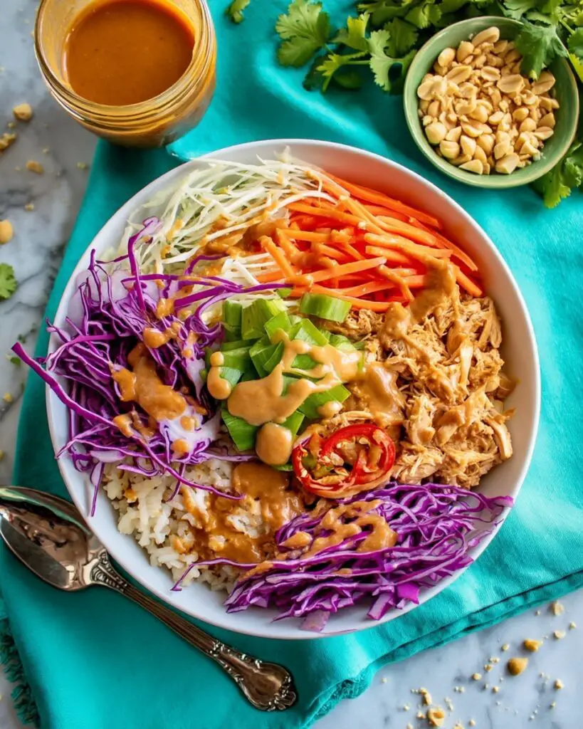 Peanut Chicken Rice and Cabbage Bowls Recipe