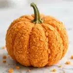 Pumpkin-Shaped Cheese Ball with Nacho Chips and Bell Pepper Stem Recipe