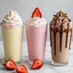 Homemade Multi-Flavor Milkshake with Whipped Cream and Toppings Recipe