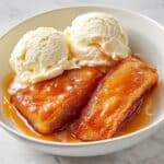 Crescent Apple Dumplings with Cinnamon Sugar Sauce and Vanilla Ice Cream Recipe