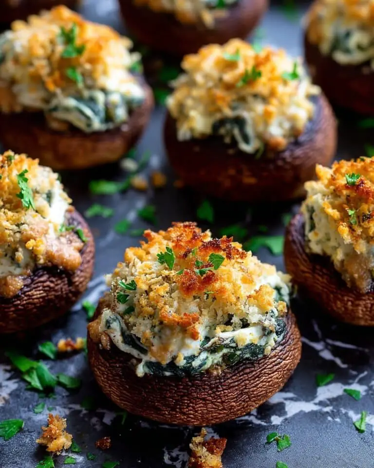 Cheesy Spinach Stuffed Mushrooms Recipe