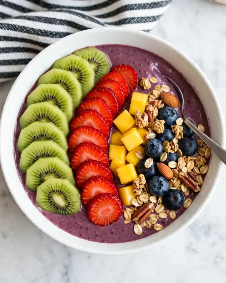 Easy Homemade Acai Bowls with Fresh Fruit, Yogurt, and Granola Recipe