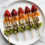 Rainbow Fruit Skewers with Dark Chocolate Drizzle Recipe