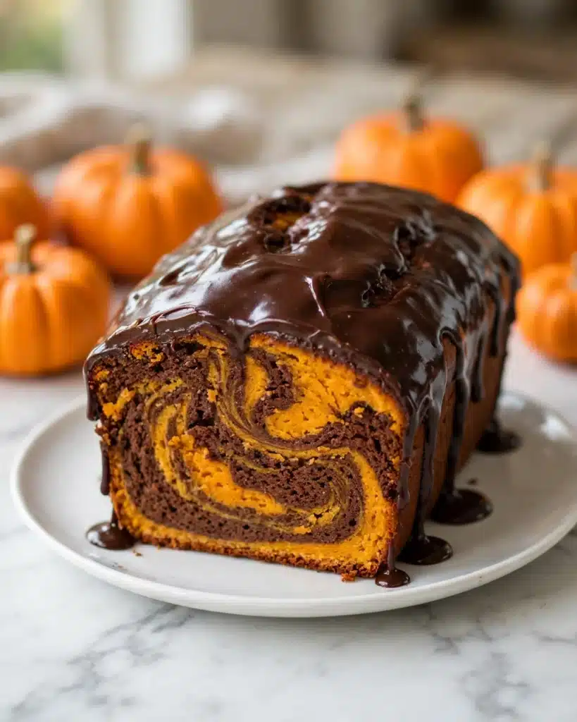 Vegan Pumpkin Marble Cake with Chocolate Ganache Recipe