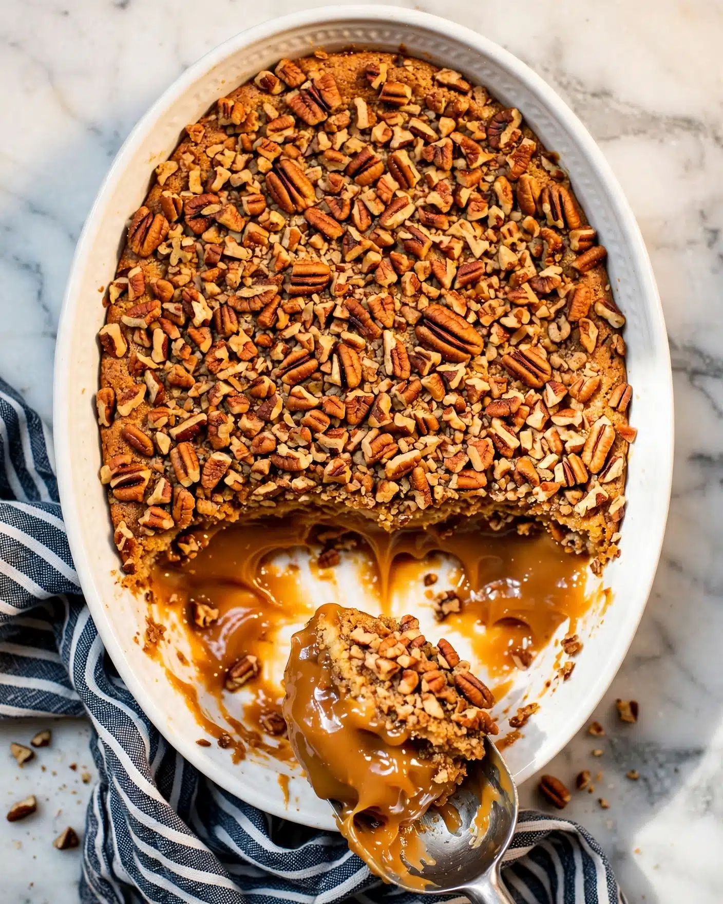 Pecan Cobbler with Toffee Bits and Vanilla Ice Cream Recipe