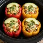 Quinoa Black Bean Crockpot Stuffed Peppers Recipe