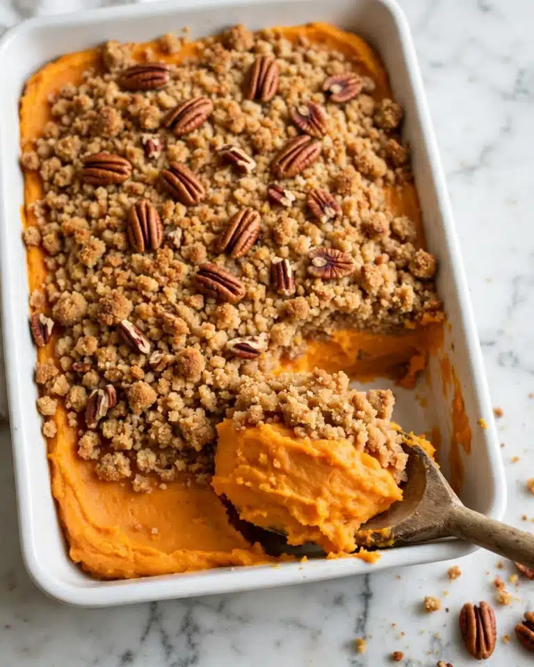 Sweet Potato Casserole with Pecan and Cranberry Topping Recipe