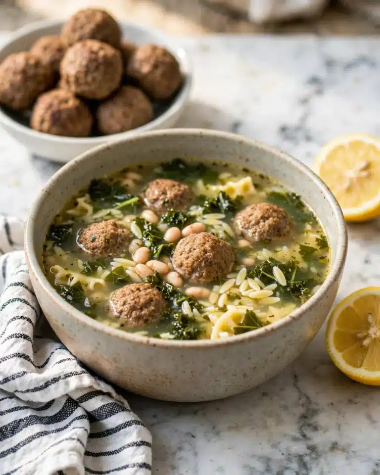 Meatball Stew with Orzo and White Beans Recipe