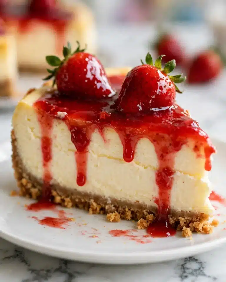 The Best Cheesecake with Homemade Strawberry Topping Recipe